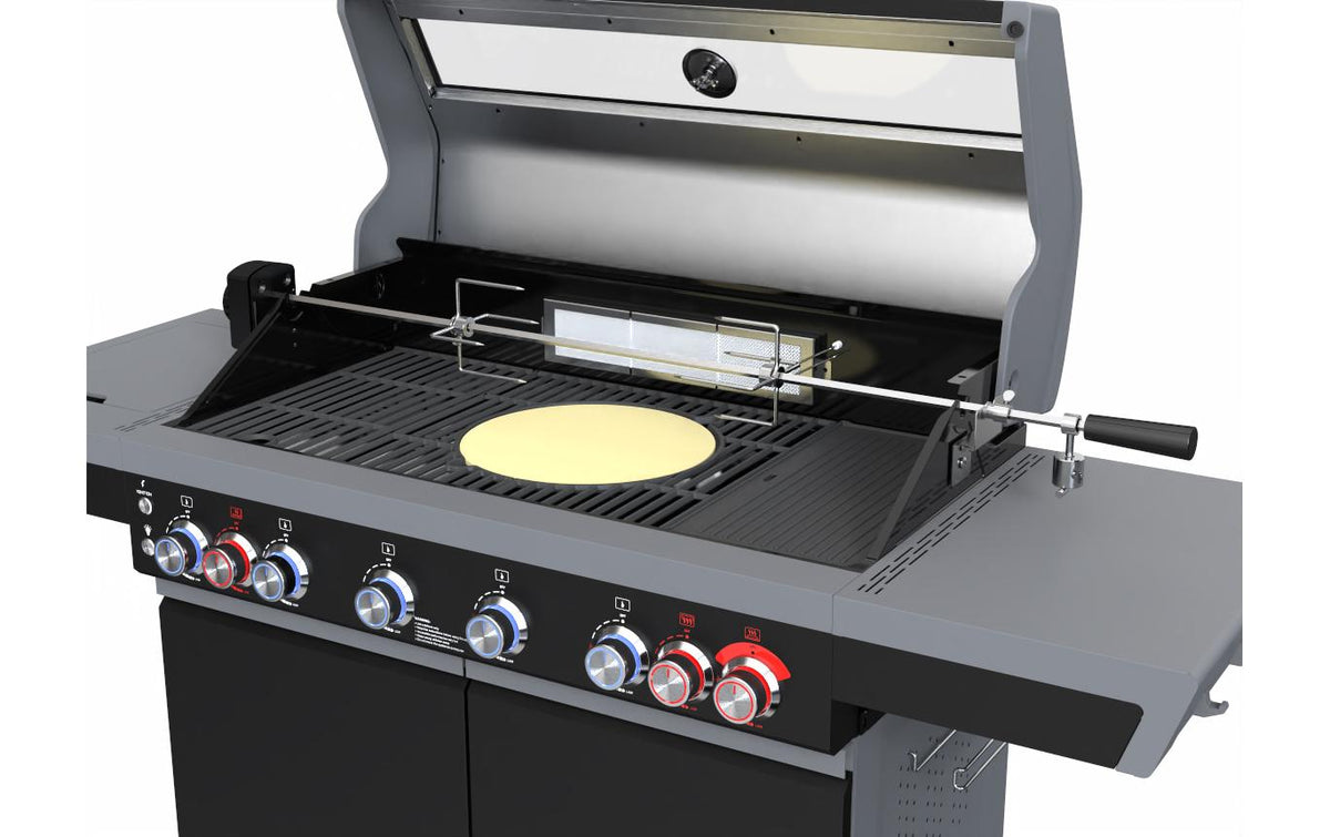 Ohmex Gasgrill – 7 Brenner, 93 × 44 cm Grillfläche, 28,5 kW – Schwarz