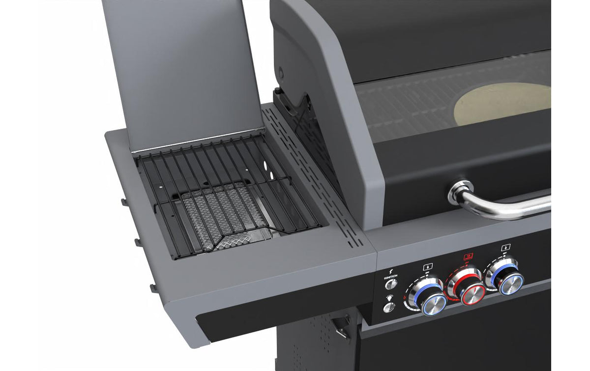 Ohmex Gasgrill – 7 Brenner, 93 × 44 cm Grillfläche, 28,5 kW – Schwarz