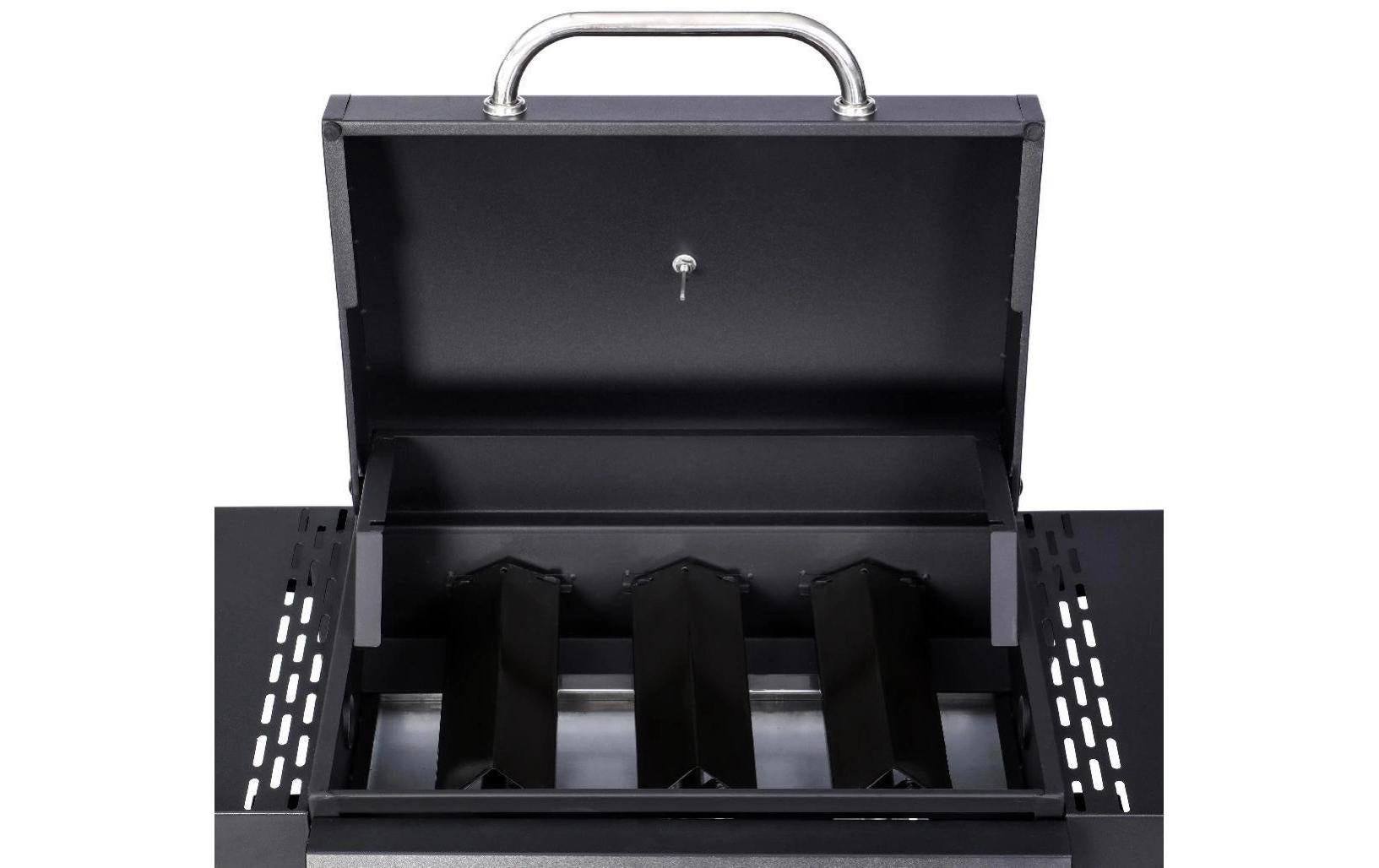 Ohmex Gasgrill mit 3 Seitentischen – 3 Brenner, 1727 cm², 7,5 kW – Schwarz/Edelstahl