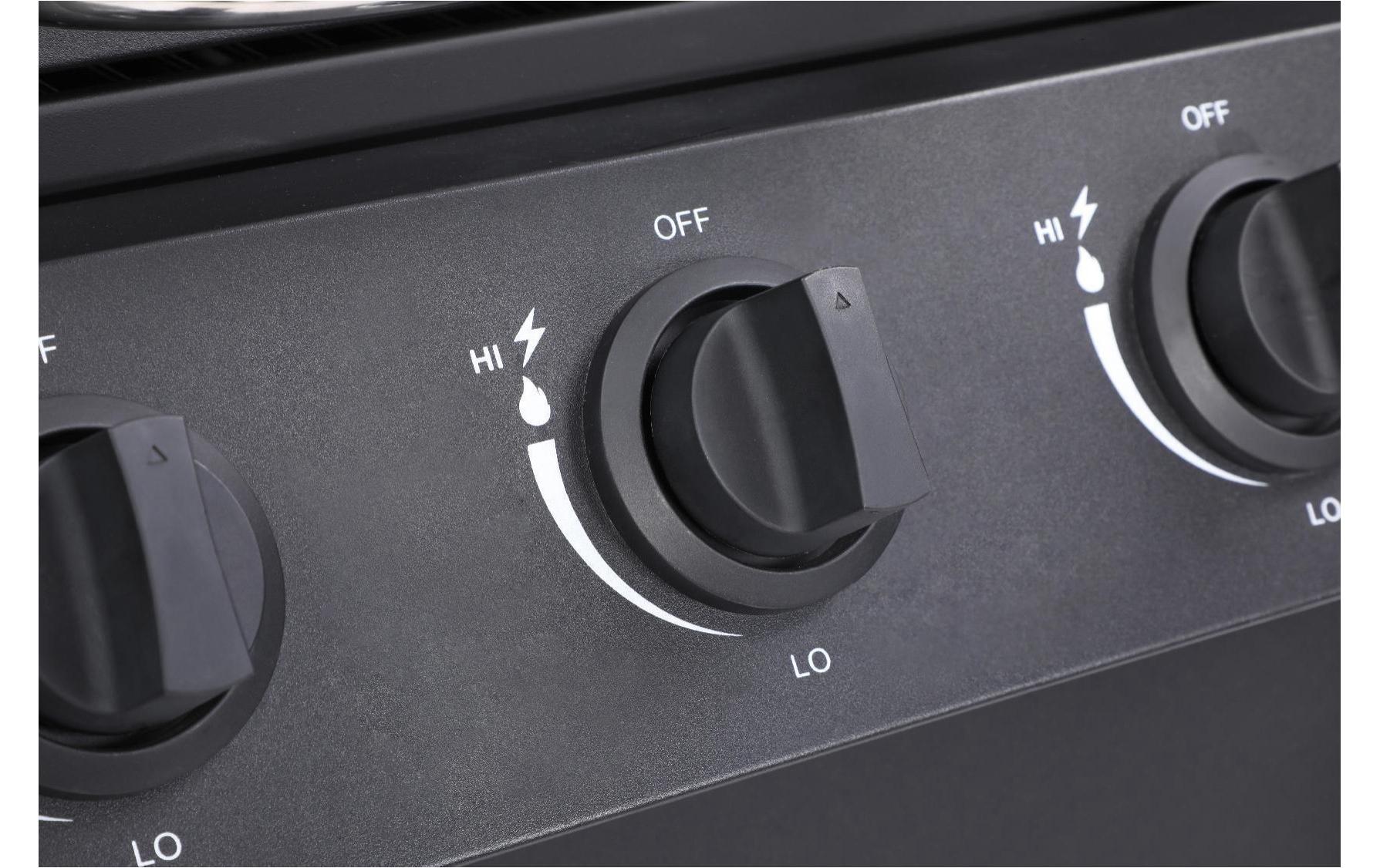 Ohmex Gasgrill mit 3 Seitentischen – 3 Brenner, 1727 cm², 7,5 kW – Schwarz/Edelstahl