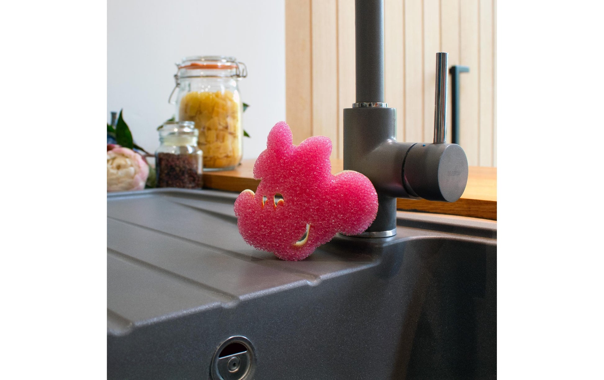 Scrub Daddy Spülschwamm – Motiv Minnie Mouse, für Geschirr, Glas, Edelstahl, 10,1 × 4 × 15 cm, Pink, 1 Stk.