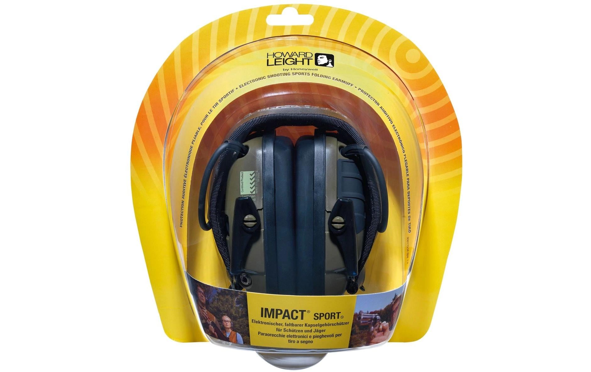 Howard Leight Impact Sport 1013530 Elektronischer Kapselgehörschutz – Olivgrün