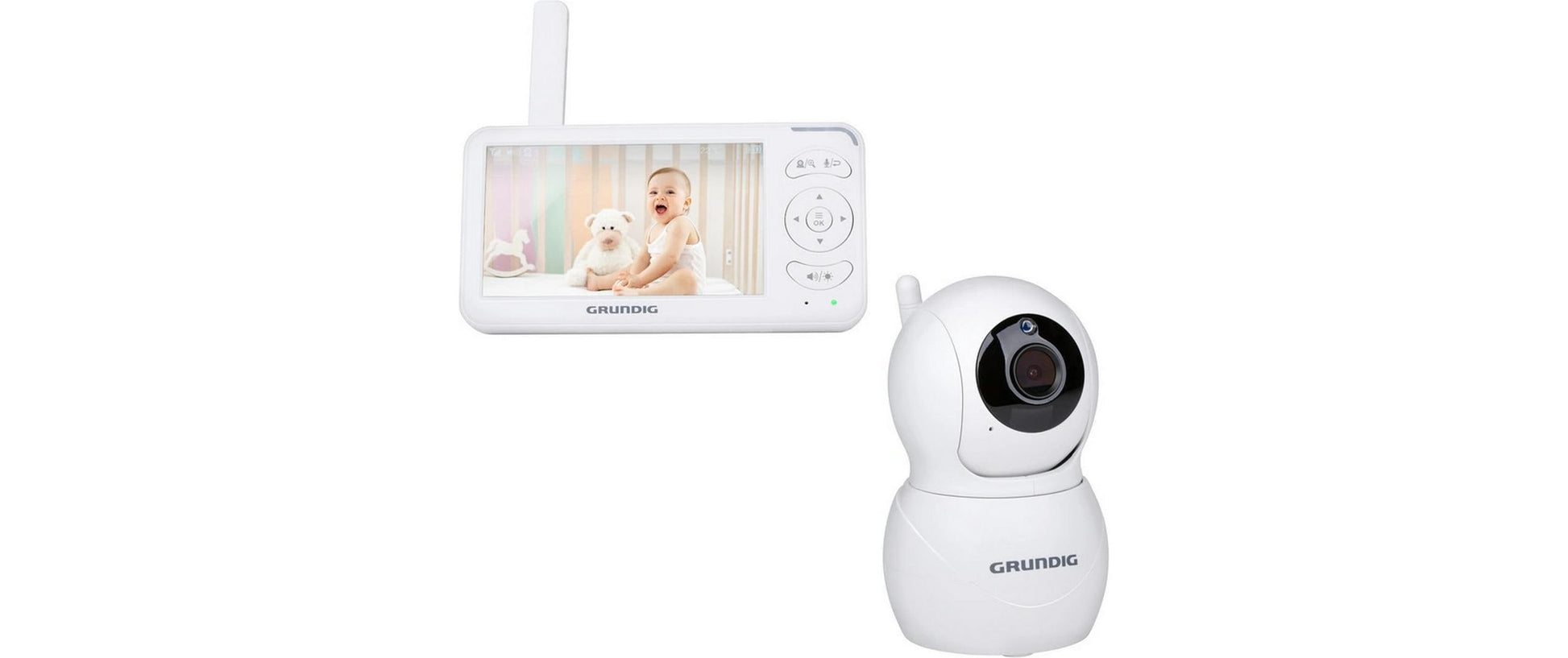 Grundig Video-Babyphone, 300 m Reichweite, Nachtlicht, Weiss