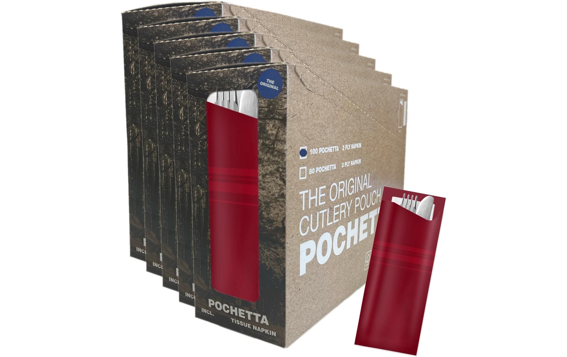 Pochetta Besteck-Set, Papier – 27 cm, Bordeaux
