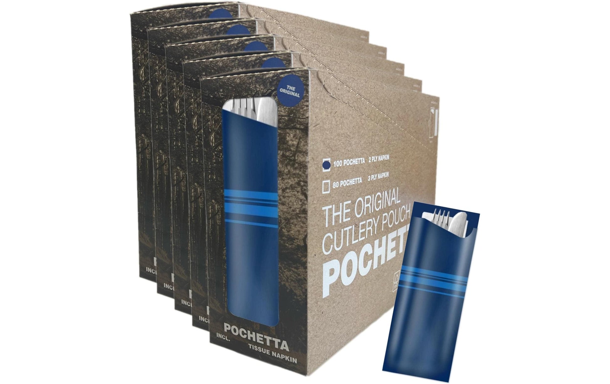 Pochetta Besteck-Set, Papier/Karton – 27 cm, Blau