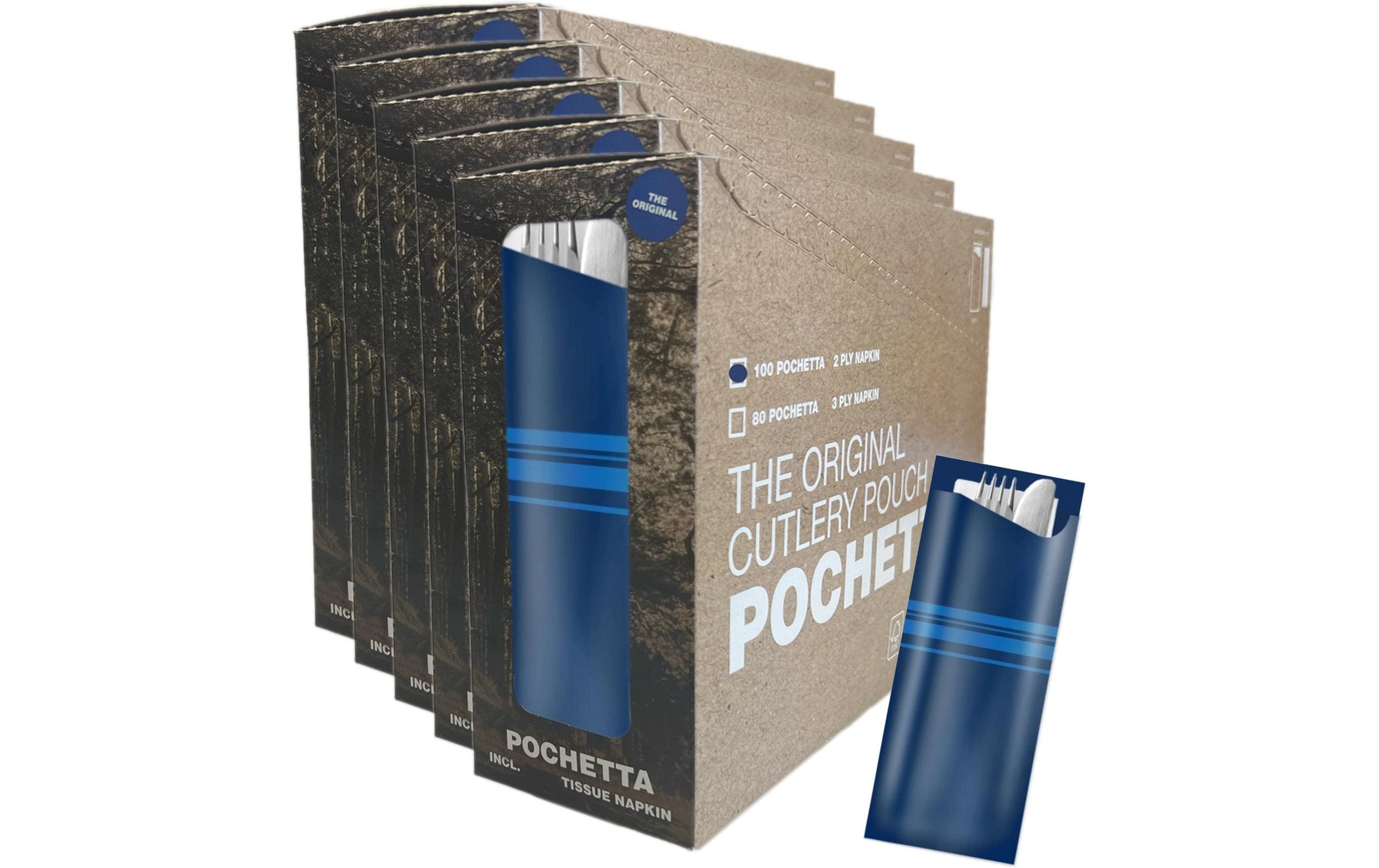 Pochetta Besteck-Set, Papier/Karton – 27 cm, Blau