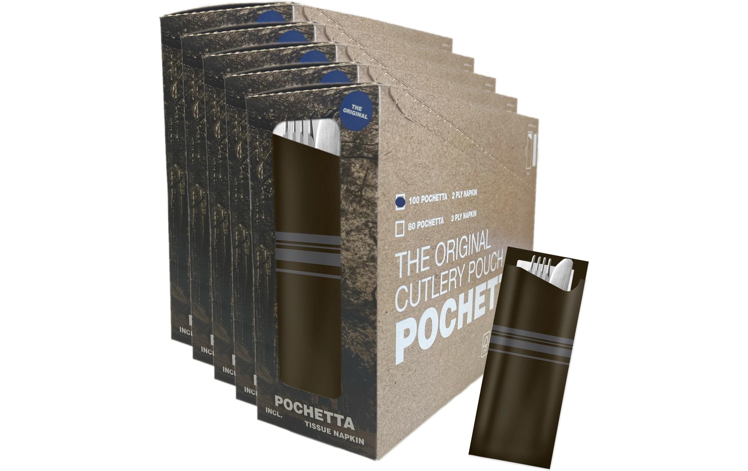 Pochetta Besteck-Set, Papier – 27 cm, schwarz