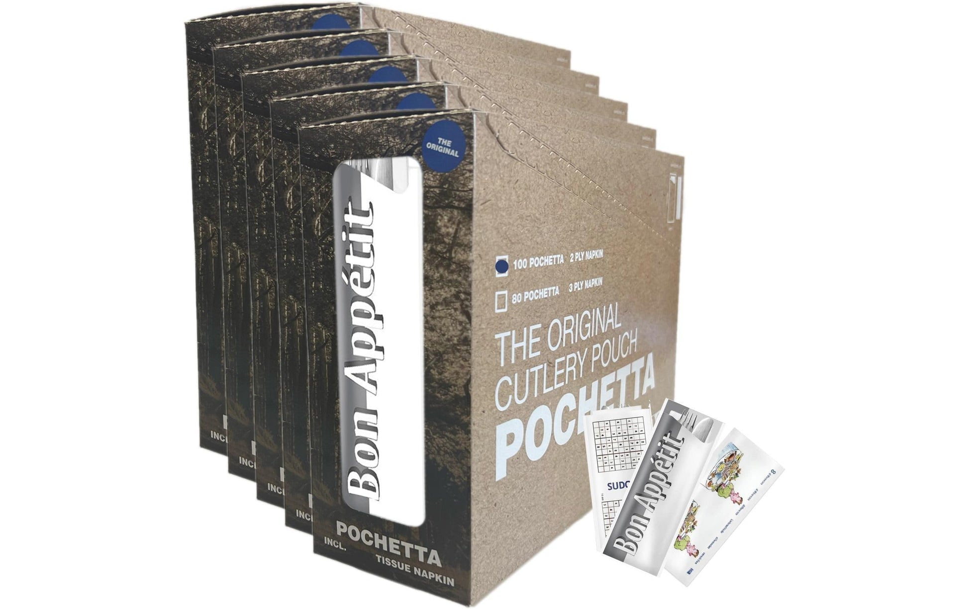 Pochetta Besteck-Set, Papier, 27 cm, Mehrfarbig