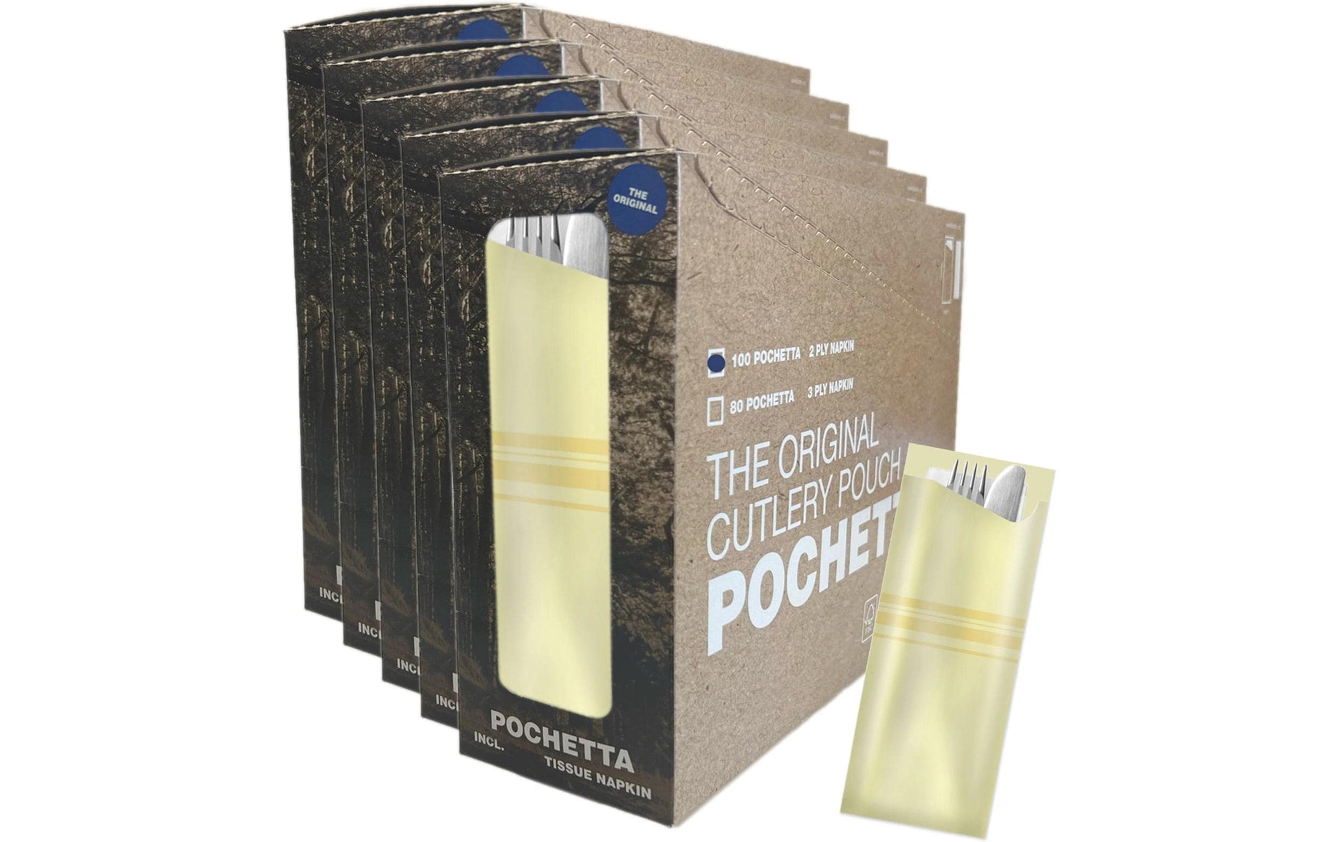 Pochetta Besteck-Set, Papier/Karton – 27 cm, Champagner