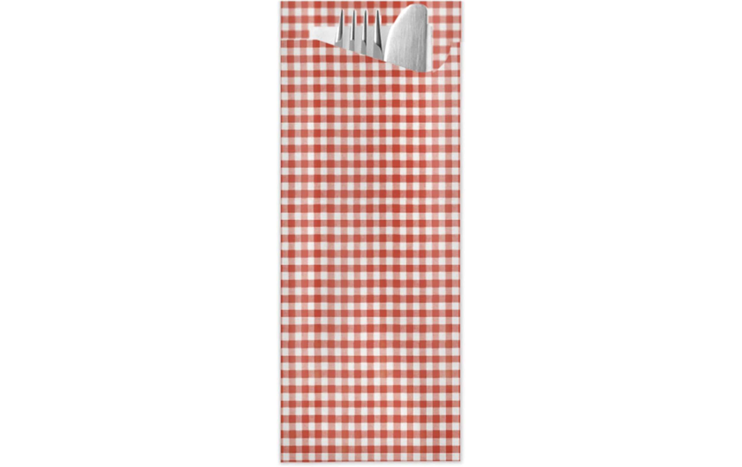 Pochetta Besteck-Set, Papier – 19 cm, Rot/Weiss
