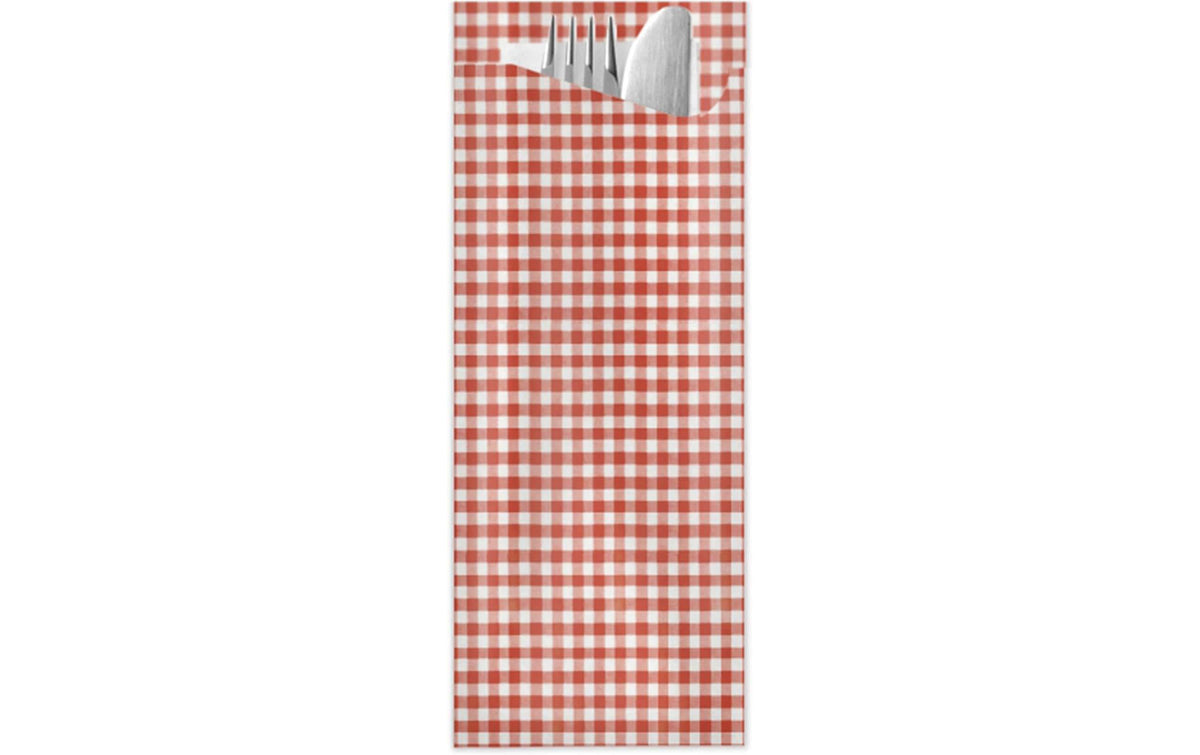 Pochetta Besteck-Set, Papier – 19 cm, Rot/Weiss