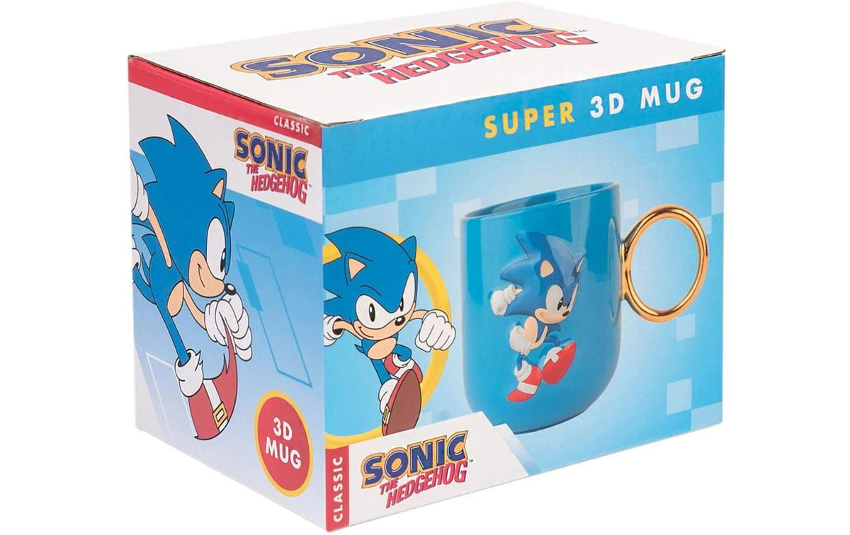 Grupo erik Sonic 3D Kaffeebecher – 350 ml, Ø 8 cm, H 9,5 cm, Keramik, Blau/Gold, hitzebeständig