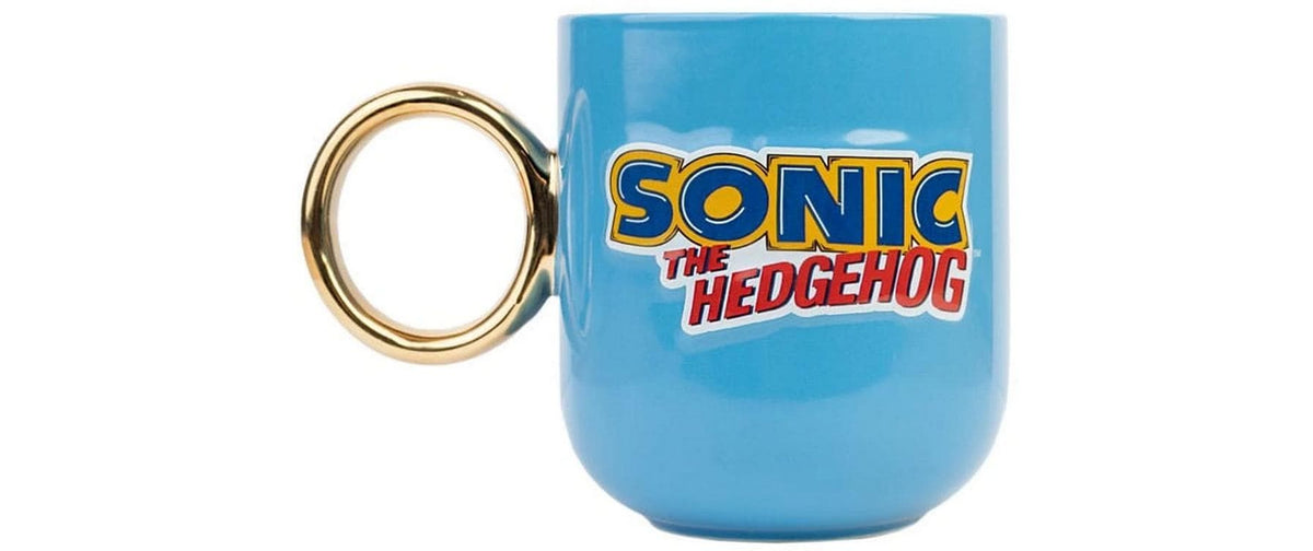 Grupo erik Sonic 3D Kaffeebecher – 350 ml, Ø 8 cm, H 9,5 cm, Keramik, Blau/Gold, hitzebeständig