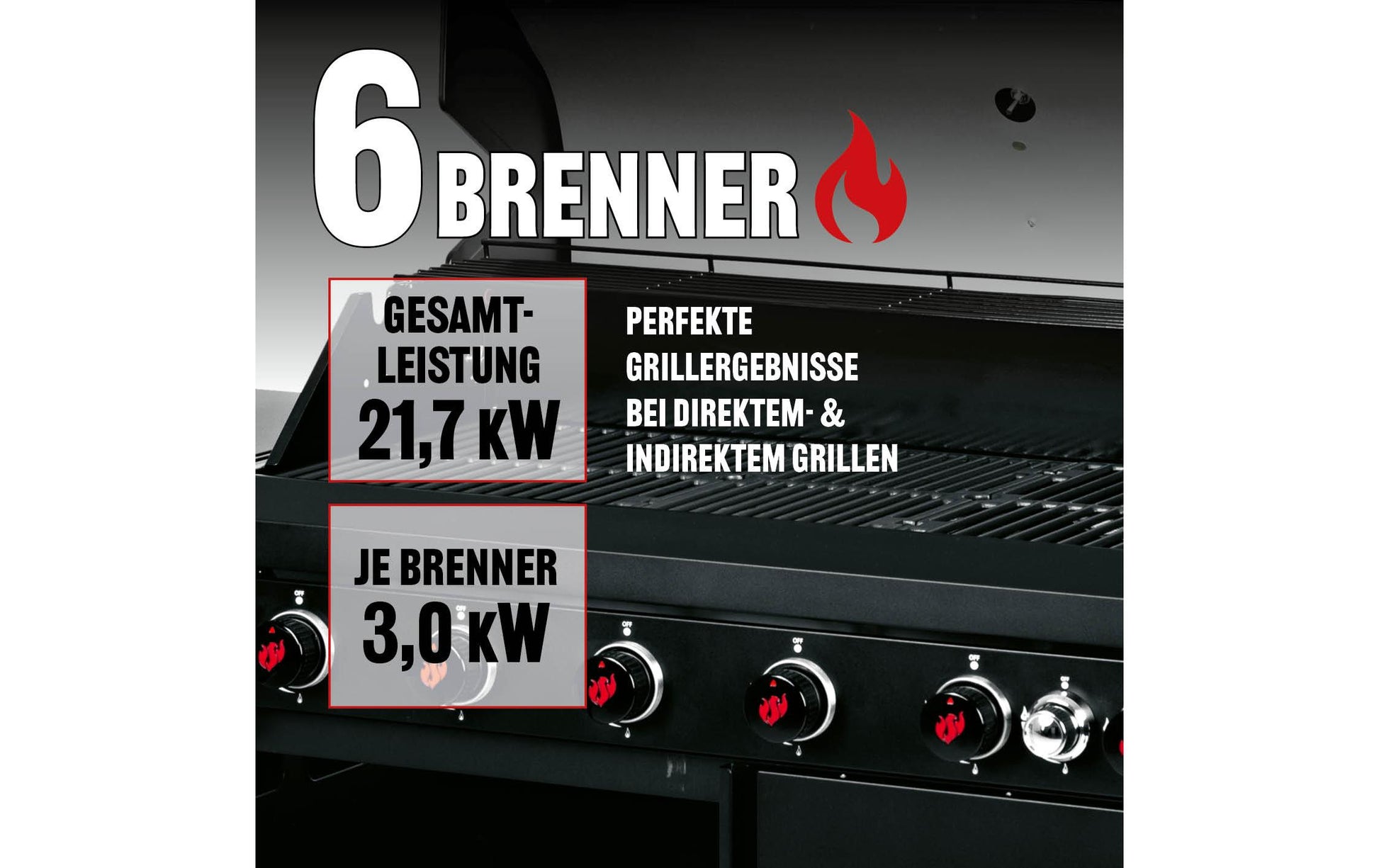 Landmann Gasgrill Black 6.1 – 6 Brenner, 21,7 kW, 168 × 57 × 119 cm – schwarz