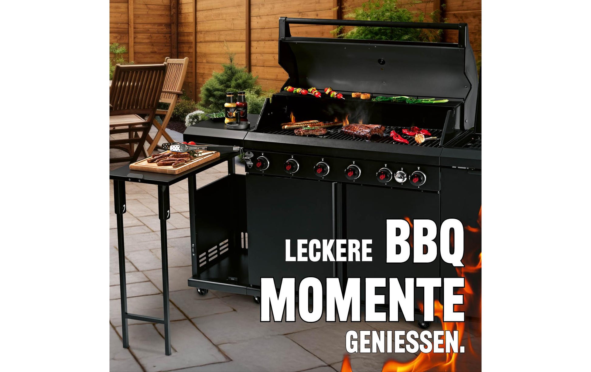 Landmann Gasgrill Black 6.1 – 6 Brenner, 21,7 kW, 168 × 57 × 119 cm – schwarz