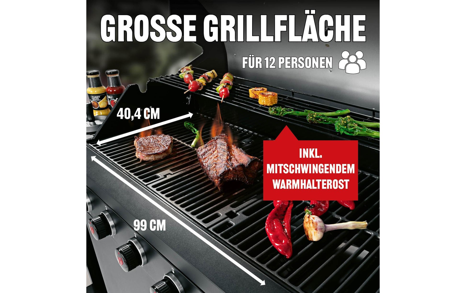 Landmann Gasgrill Black 6.1 – 6 Brenner, 21,7 kW, 168 × 57 × 119 cm – schwarz