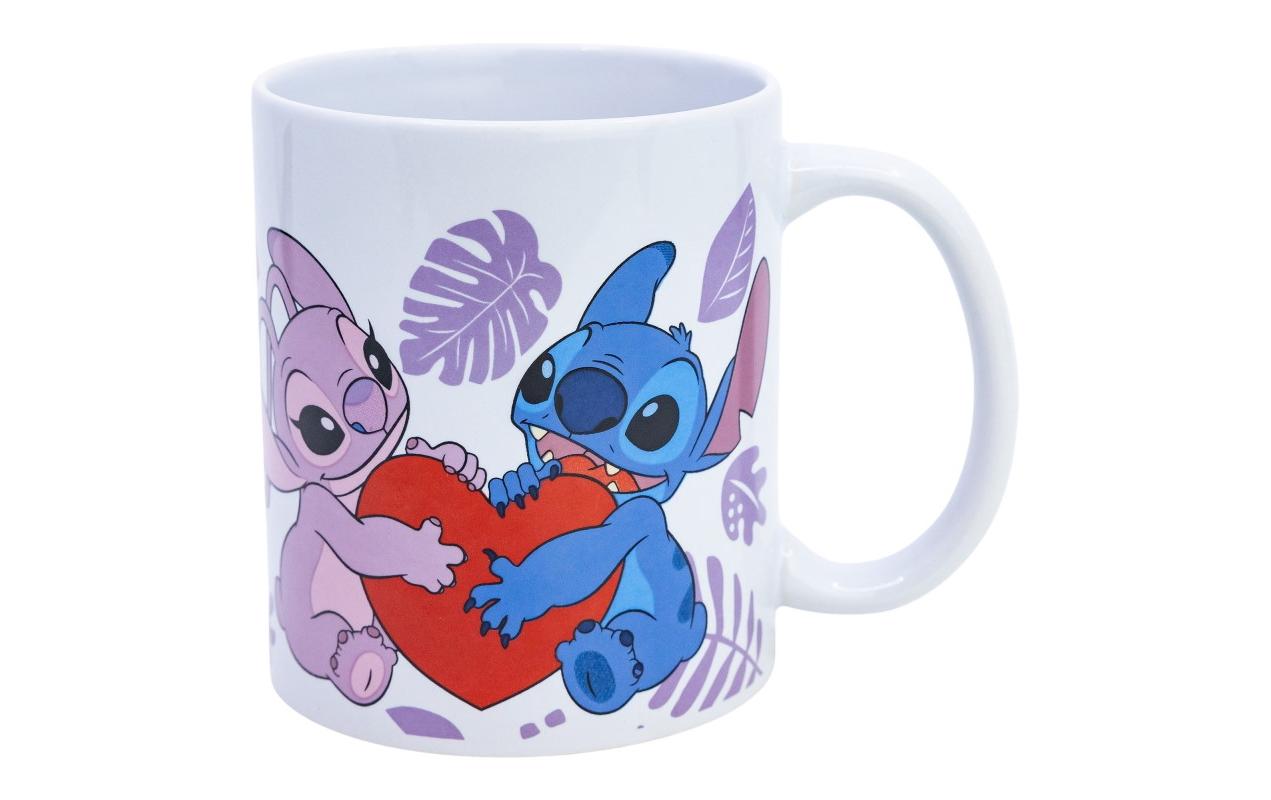 Stor Lilo & Stitch Angel & Stitch Heart Tasse – 325 ml, Ø 8 cm, Keramik, spülmaschinenfest