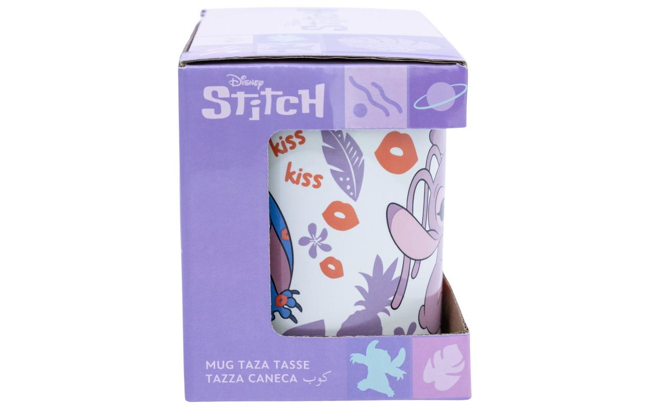 Stor Lilo & Stitch Angel & Stitch Heart Tasse – 325 ml, Ø 8 cm, Keramik, spülmaschinenfest