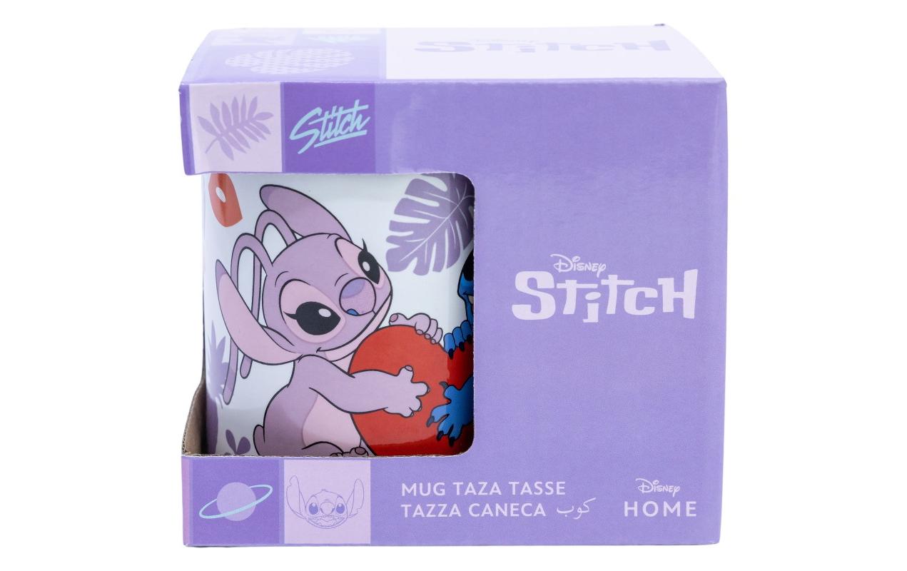 Stor Lilo & Stitch Angel & Stitch Heart Tasse – 325 ml, Ø 8 cm, Keramik, spülmaschinenfest