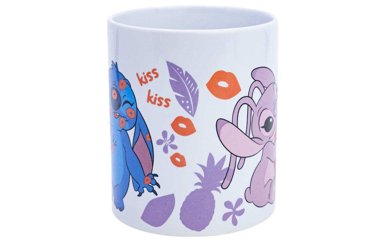 Stor Lilo & Stitch Angel & Stitch Heart Tasse – 325 ml, Ø 8 cm, Keramik, spülmaschinenfest