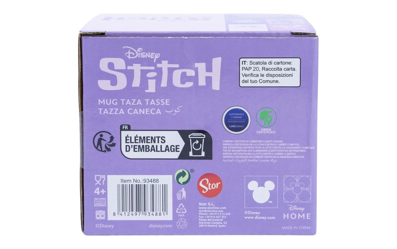 Stor Lilo & Stitch Angel & Stitch Heart Tasse – 325 ml, Ø 8 cm, Keramik, spülmaschinenfest