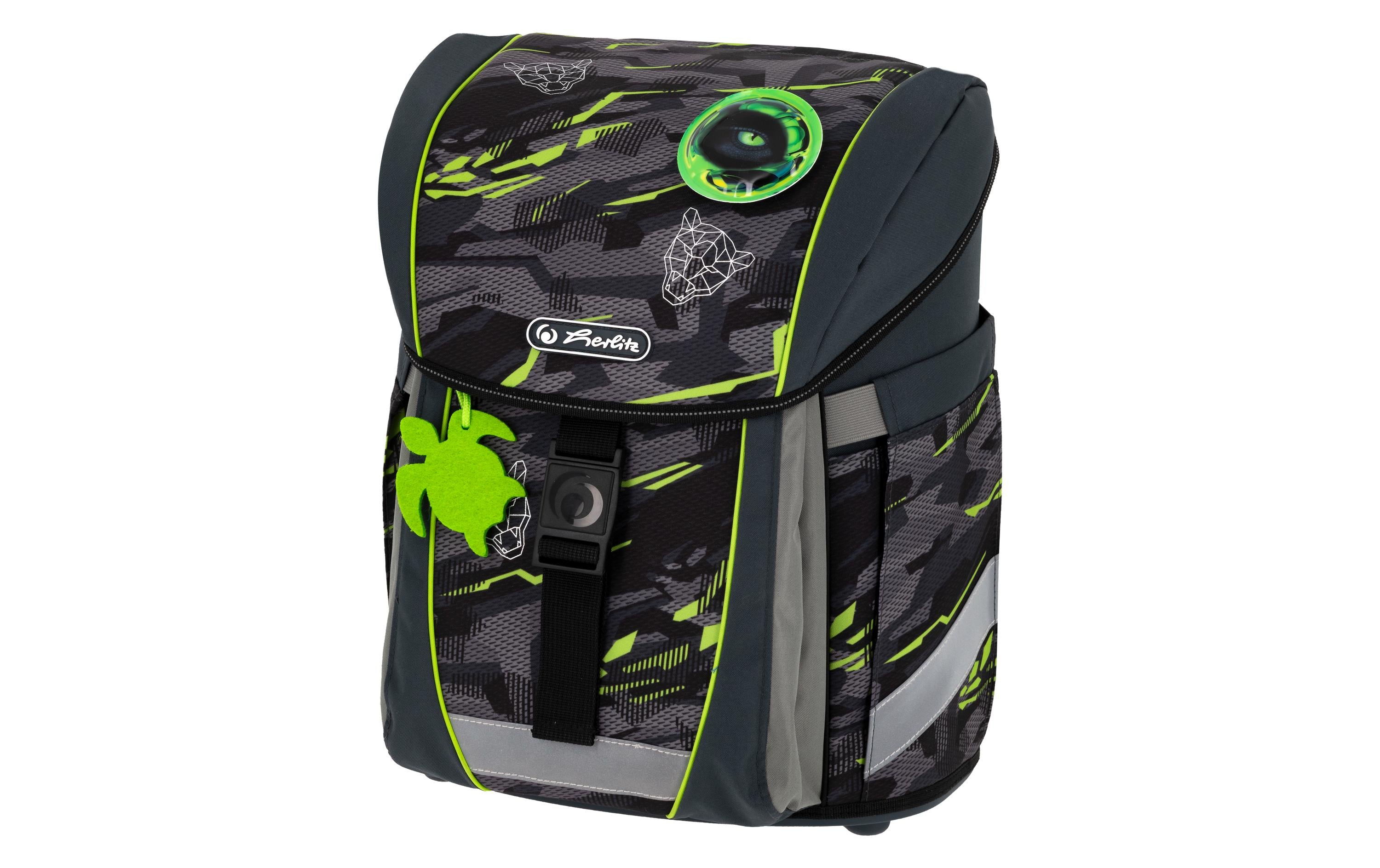 Herlitz Schulrucksack-Set 5-teilig, Grün/Schwarz, 21 l