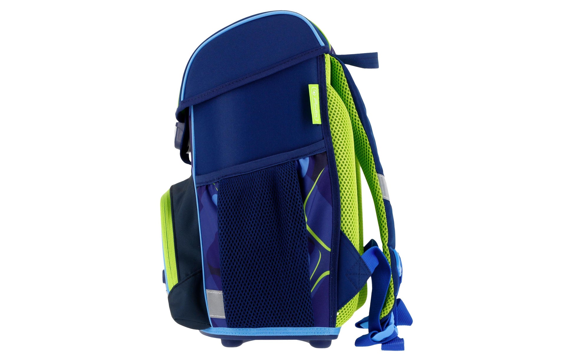 Herlitz Loop Plus Rex Explorer – Schulrucksack-Set 4-teilig, Dunkelblau, Hellblau, Neongrün, 17 l