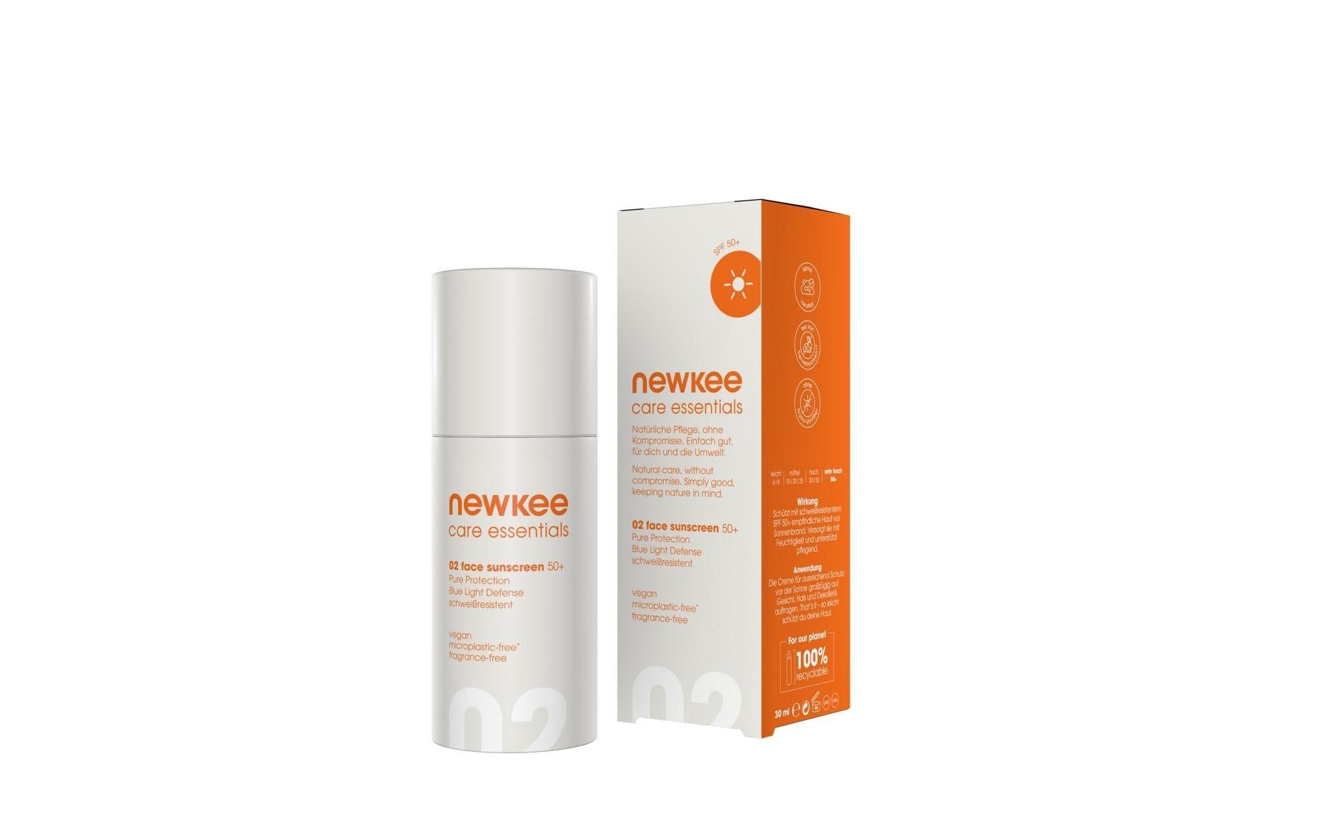 Newkee Sonnencreme SPF 50+ – Gesicht – wasserfest – 30 ml