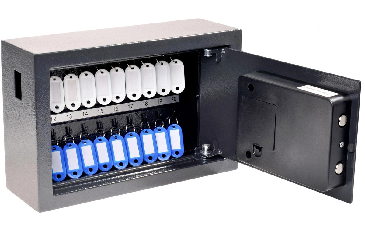PAVO Advanced – Schlüsseltresor, Elektronikschloss, für 20 Schlüssel, 310 × 100 × 200 mm, Dunkelgrau