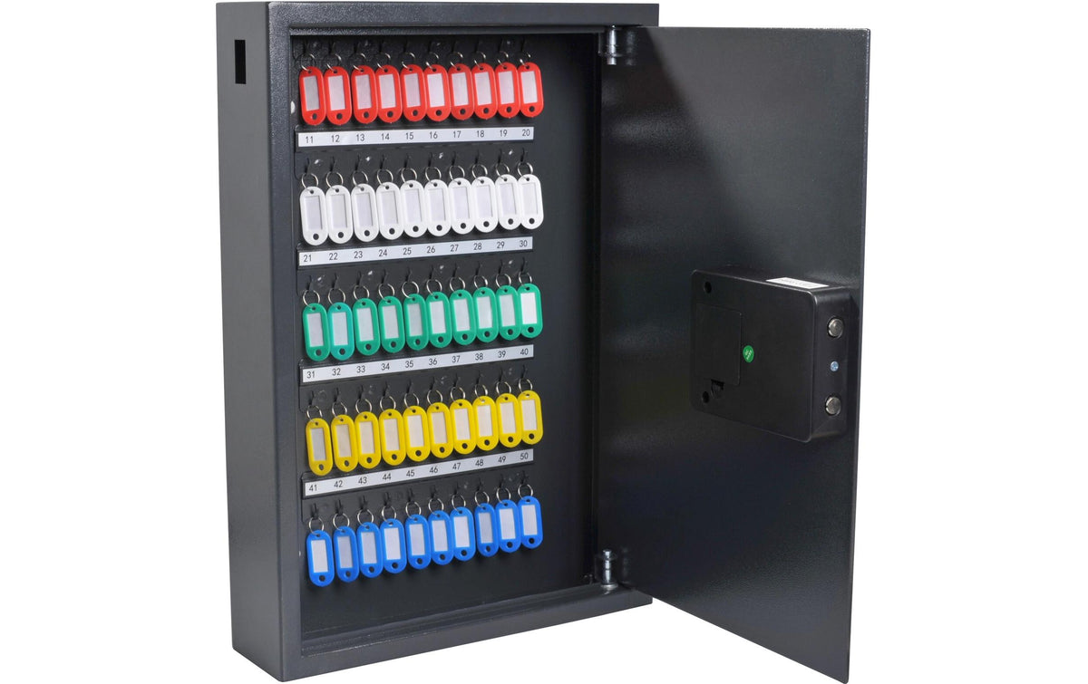 PAVO Advanced – Schlüsseltresor, Elektronikschloss, für 50 Schlüssel, 380 × 100 × 550 mm, Dunkelgrau