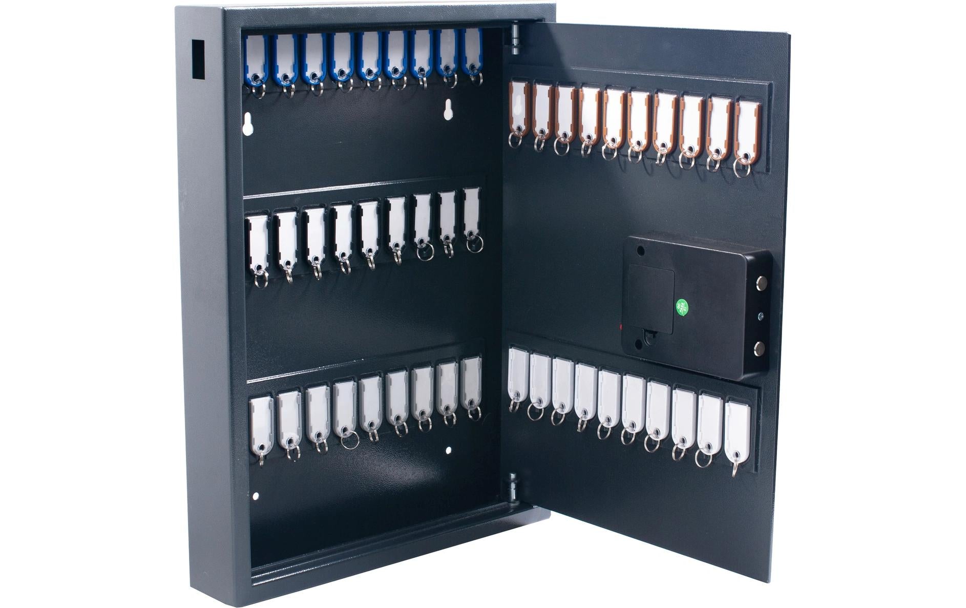 PAVO High Security – Schlüsseltresor, Elektronikschloss, für 50 Schlüssel, Stahl, Dunkelgrau