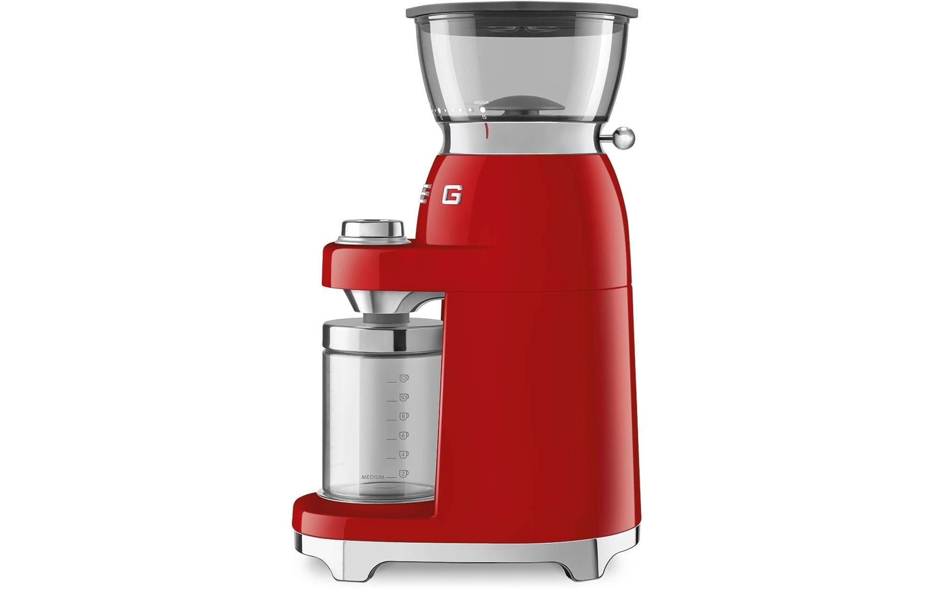 Smeg Kaffeemühle CGF03RDEU – 240 g, Kegel- & Scheibenmahlwerk, 150 W, 3 Stufen – Rot