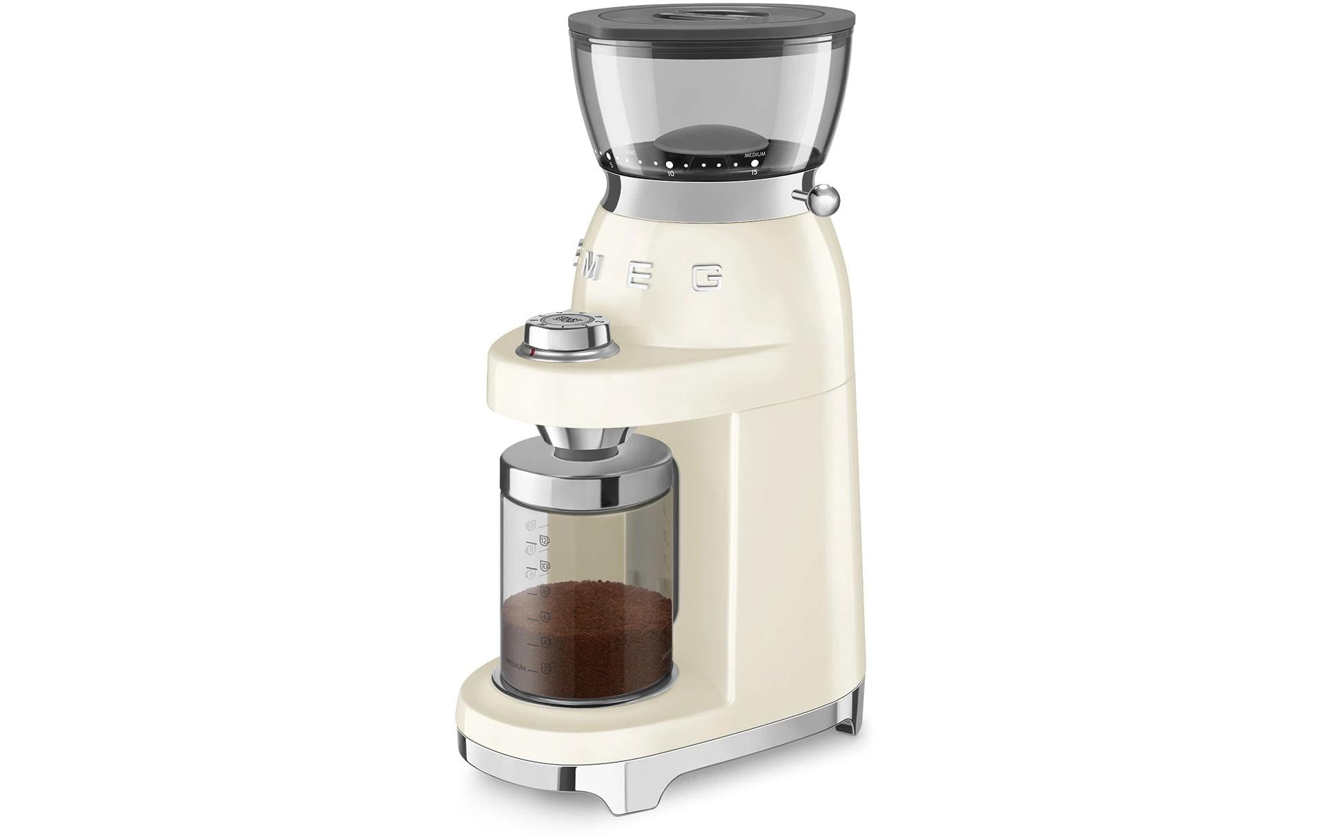 Smeg Kaffeemühle CGF03CREU – 240 g, Kegel- & Scheibenmahlwerk, 150 W – beige/creme
