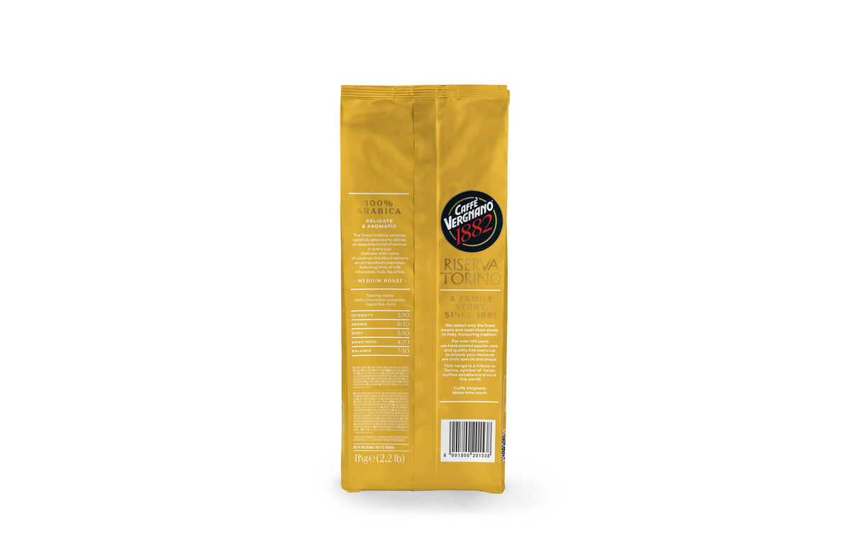 Caffè vergnano Riserva Torino Arabica – Kaffeebohnen – Café Crème, 100% Arabica, 1 kg