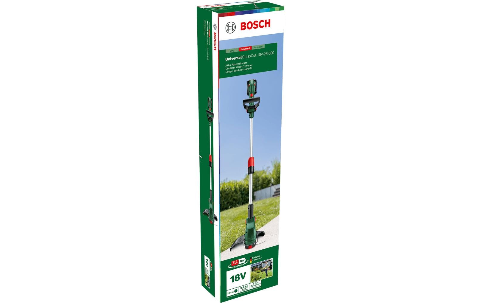 Bosch UniversalGrassCut Akku-Rasentrimmer – 18 V – Ø 260 mm – 2,0 Ah & Ladegerät – POWER FOR ALL