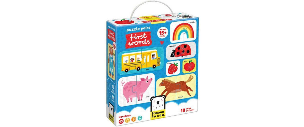 Banana panda Kinderpuzzle – Puzzlepaare Erste Wörter, 36 Teile, ab 15 Monaten, Englisch, Mehrsprachig