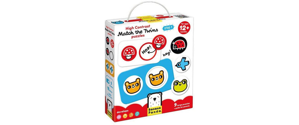 Banana panda Puzzle High Contrast Match the Twins – Logikspiel, ab 12 Monaten, EN/mehrsprachig