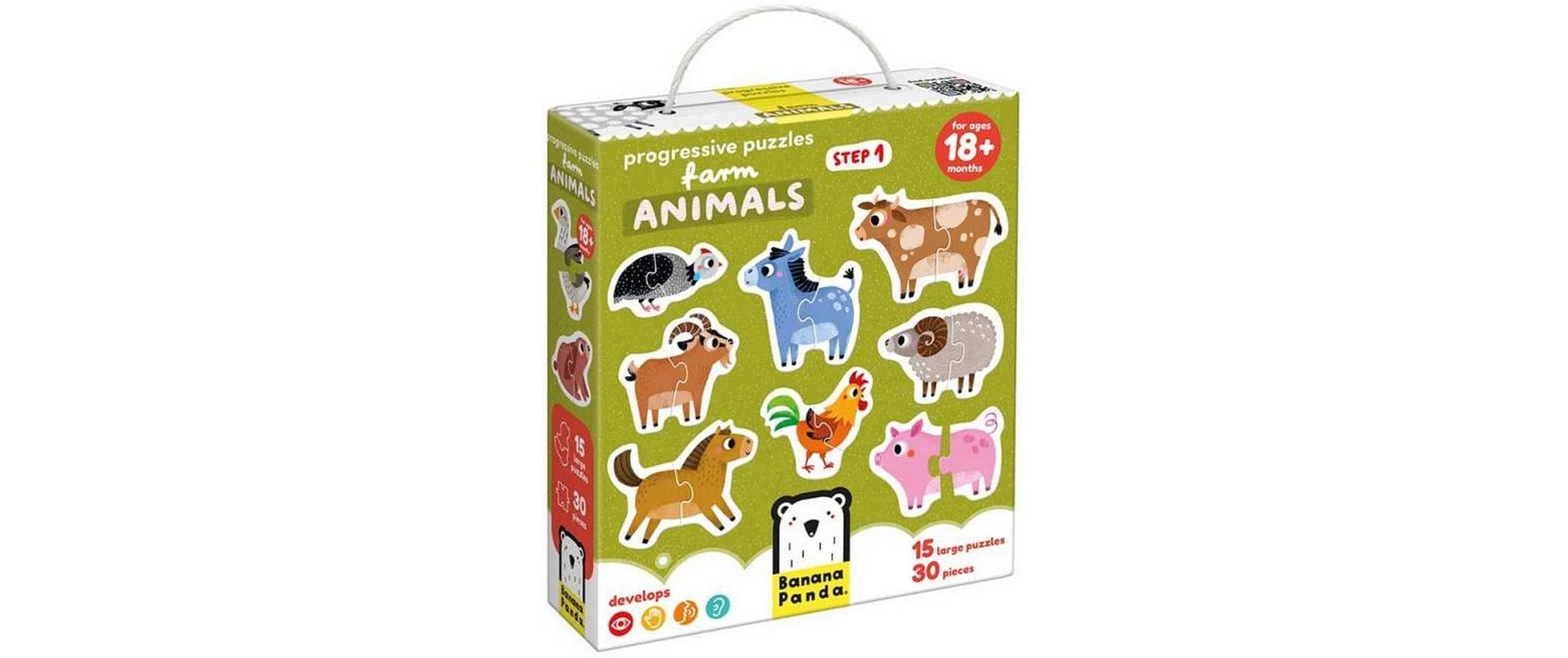 Banana panda Puzzle Progressive Farm Animals – Logikspiel, ab 18 Monaten, mehrsprachig