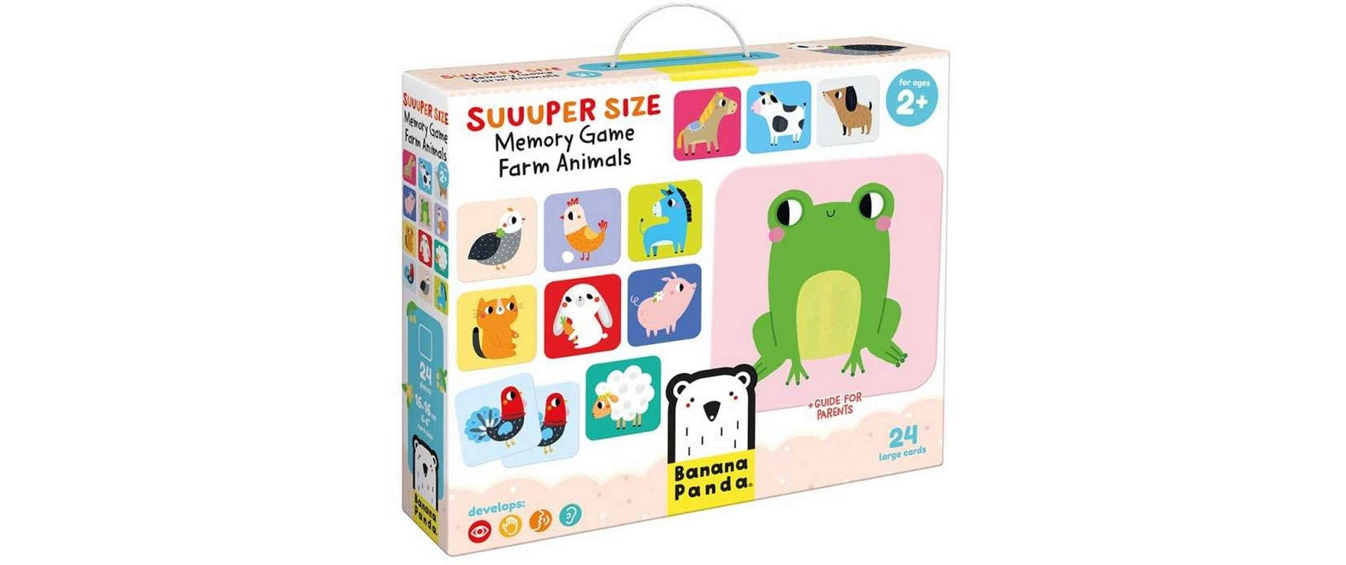 Banana panda Memory Suuuper Size Farm Animals – Kartenspiel, 2–4 Spieler, ab 2 Jahren, 10 Min., EN