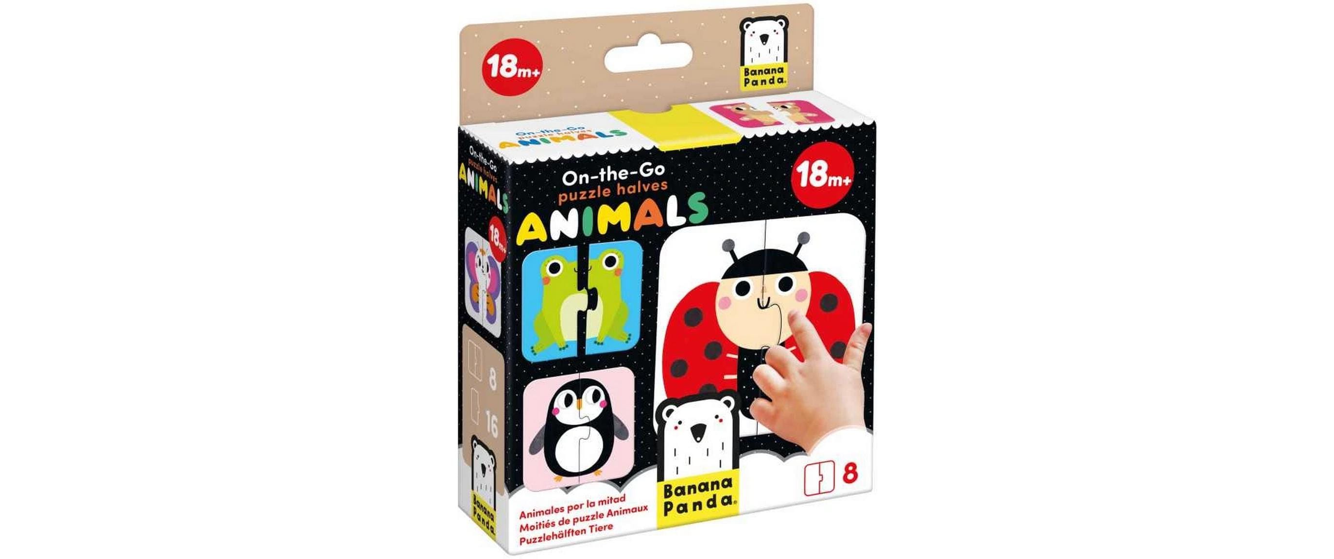 Banana panda Puzzle On-the-Go Halves Animals – Logikspiel, ab 1,5 J., EN/mehrsprachig