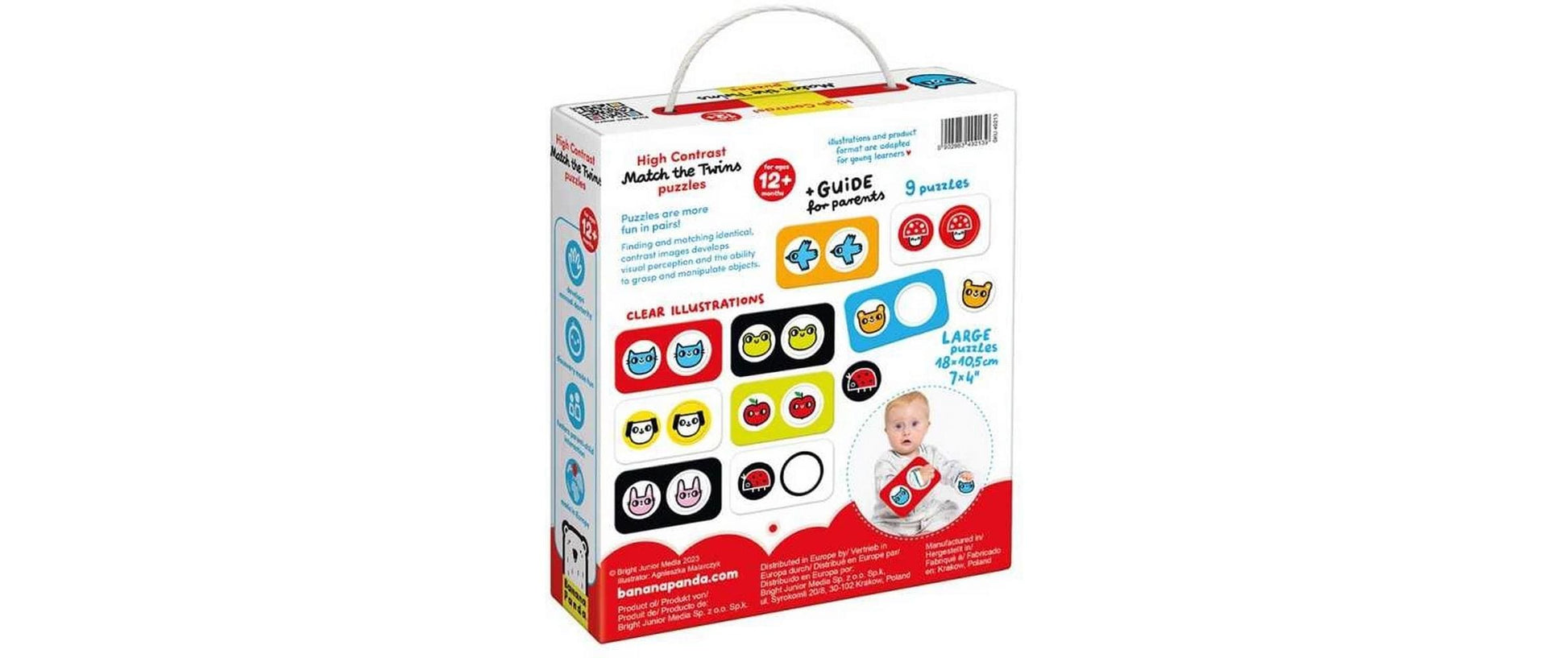 Banana panda Puzzle High Contrast Match the Twins – Logikspiel, ab 12 Monaten, EN/mehrsprachig