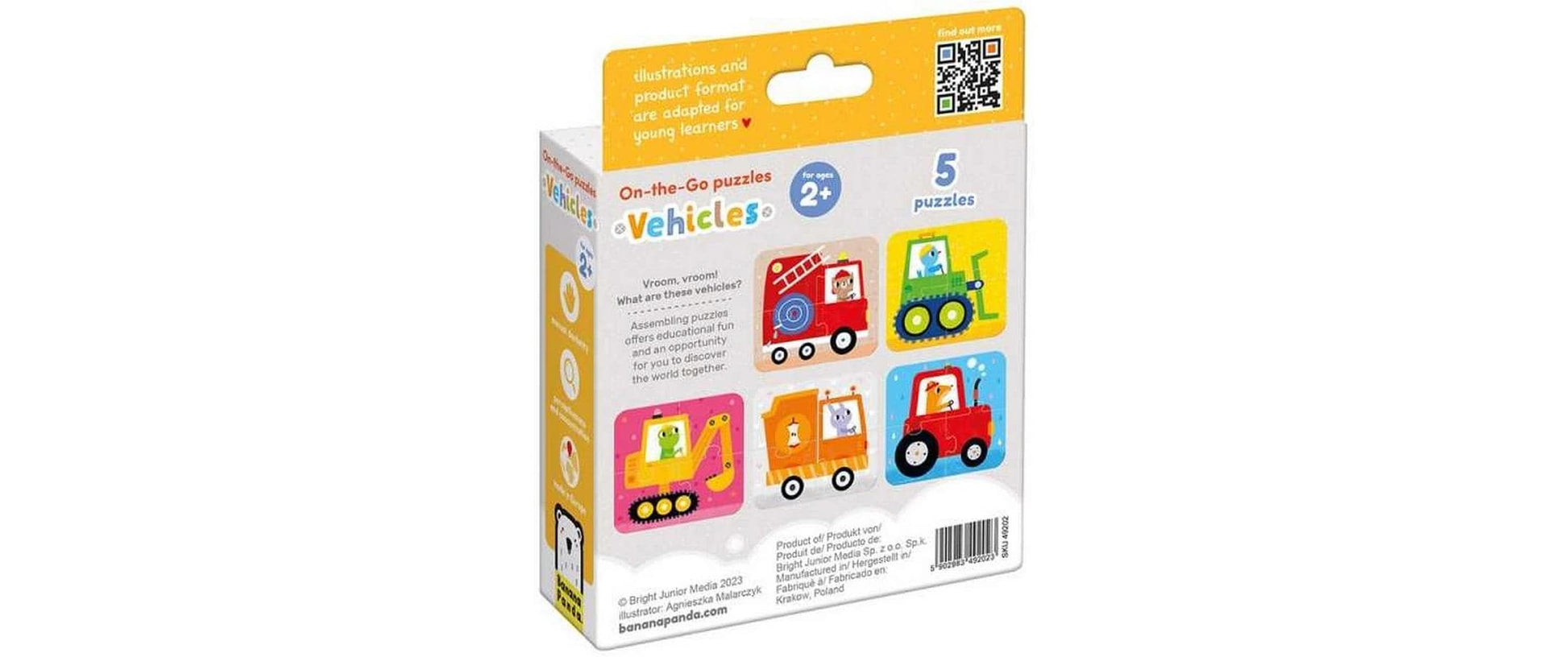 Banana panda Puzzle On-the-Go Fahrzeuge – Logikspiel, ab 2 Jahren, mehrsprachig