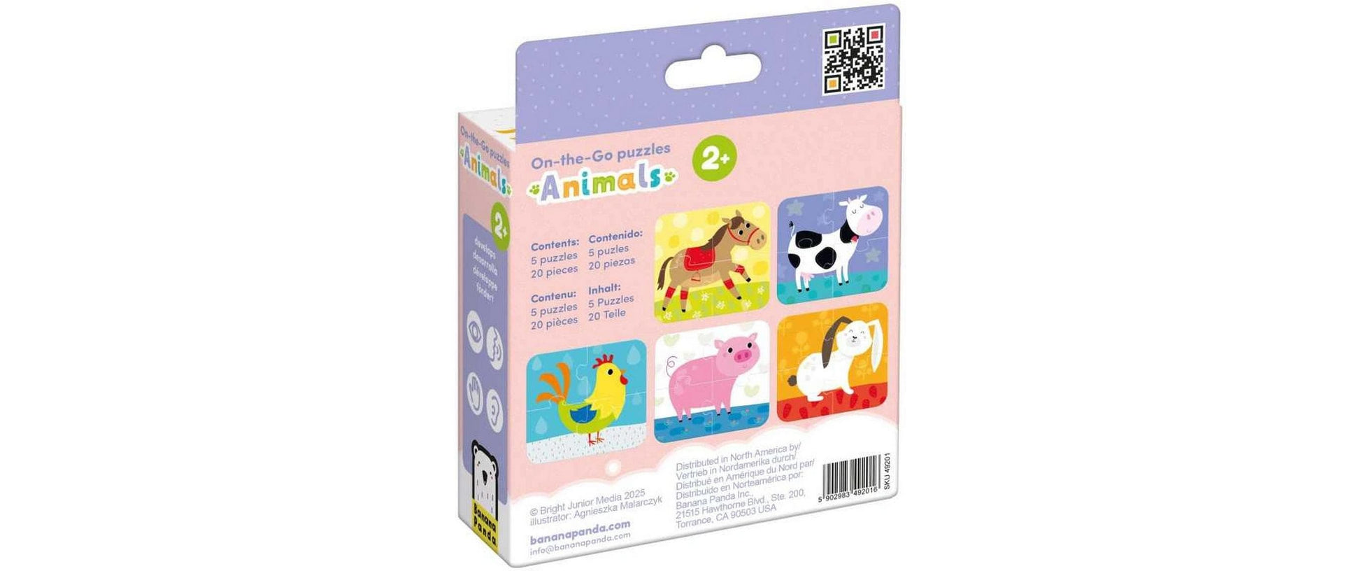 Banana panda Puzzle On-the-Go Animals – Logikspiel, ab 2 Jahren, DE/mehrsprachig