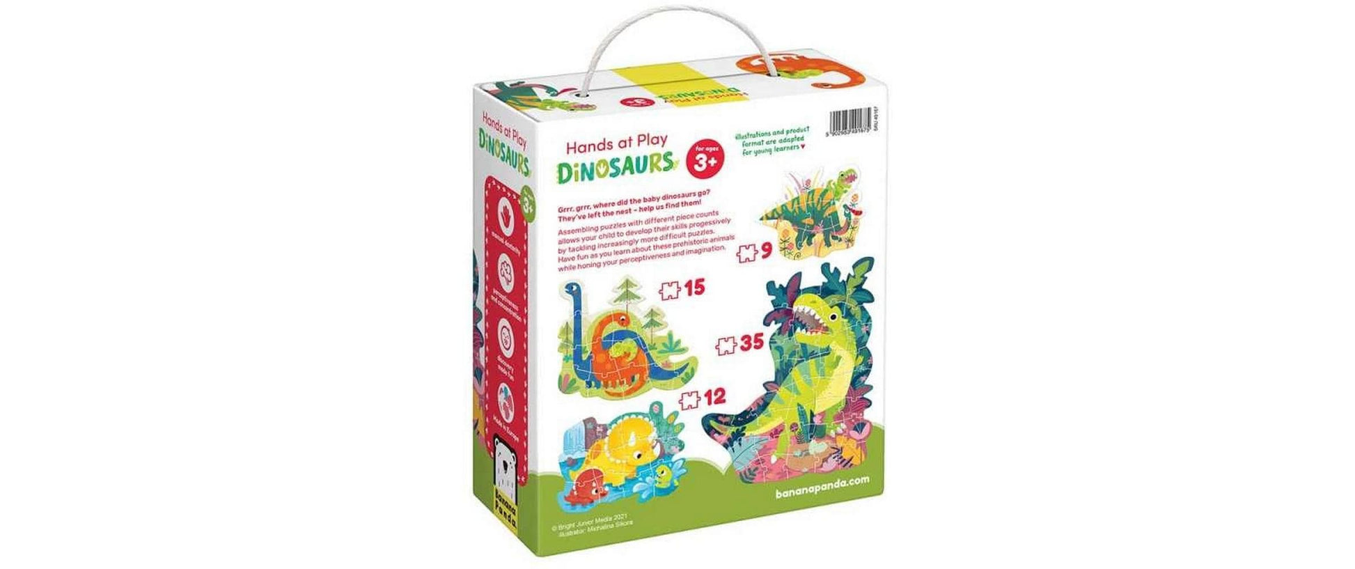 Banana panda Puzzle Hands at Play Dinosaurs – Logikspiel, ab 3 Jahren, EN/mehrsprachig