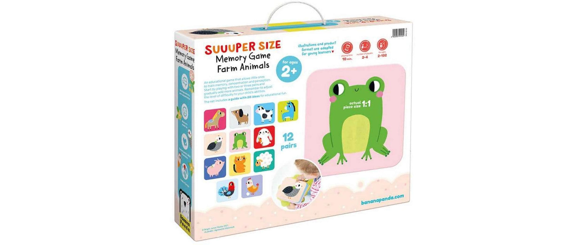Banana panda Memory Suuuper Size Farm Animals – Kartenspiel, 2–4 Spieler, ab 2 Jahren, 10 Min., EN
