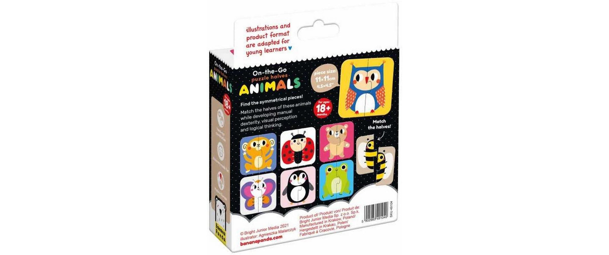Banana panda Puzzle On-the-Go Halves Animals – Logikspiel, ab 1,5 J., EN/mehrsprachig