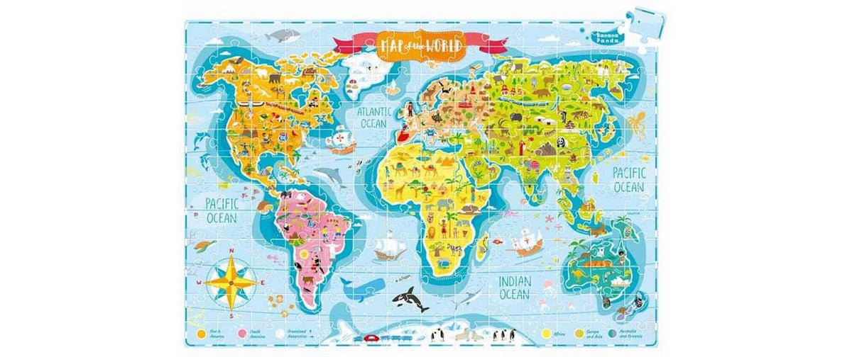 Banana panda Puzzle Weltkarte – 168 Teile – 98 × 67,3 cm – ab 6 Jahren – Karton