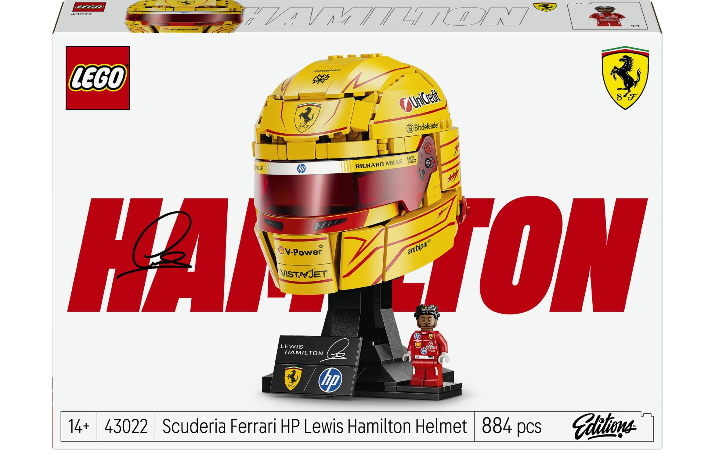 LEGO 3D Puzzle Lewis Hamilton Helm – 884 Teile – 26,2 × 7,1 × 38,2 cm – ab 14 Jahren