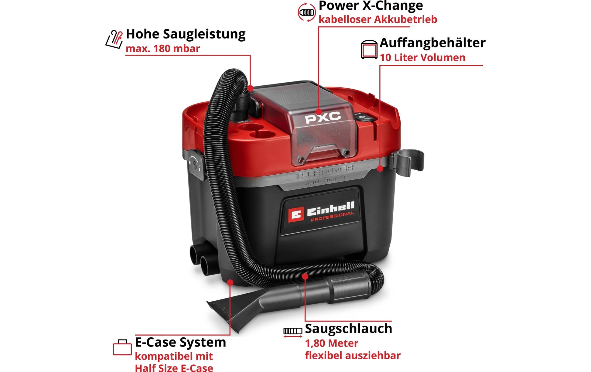 Einhell professional Nass-/Trockensauger TP-VC 18/10 Li BL L (1x4.0 Ah) Kit – 10 l, 18 V