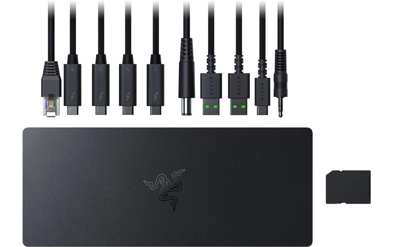 Razer Chroma Dockingstation – Thunderbolt 5, 3× DP, 140 W PD, GbE, SD, 3,5 mm Audio, für Thunderbolt 4/USB4